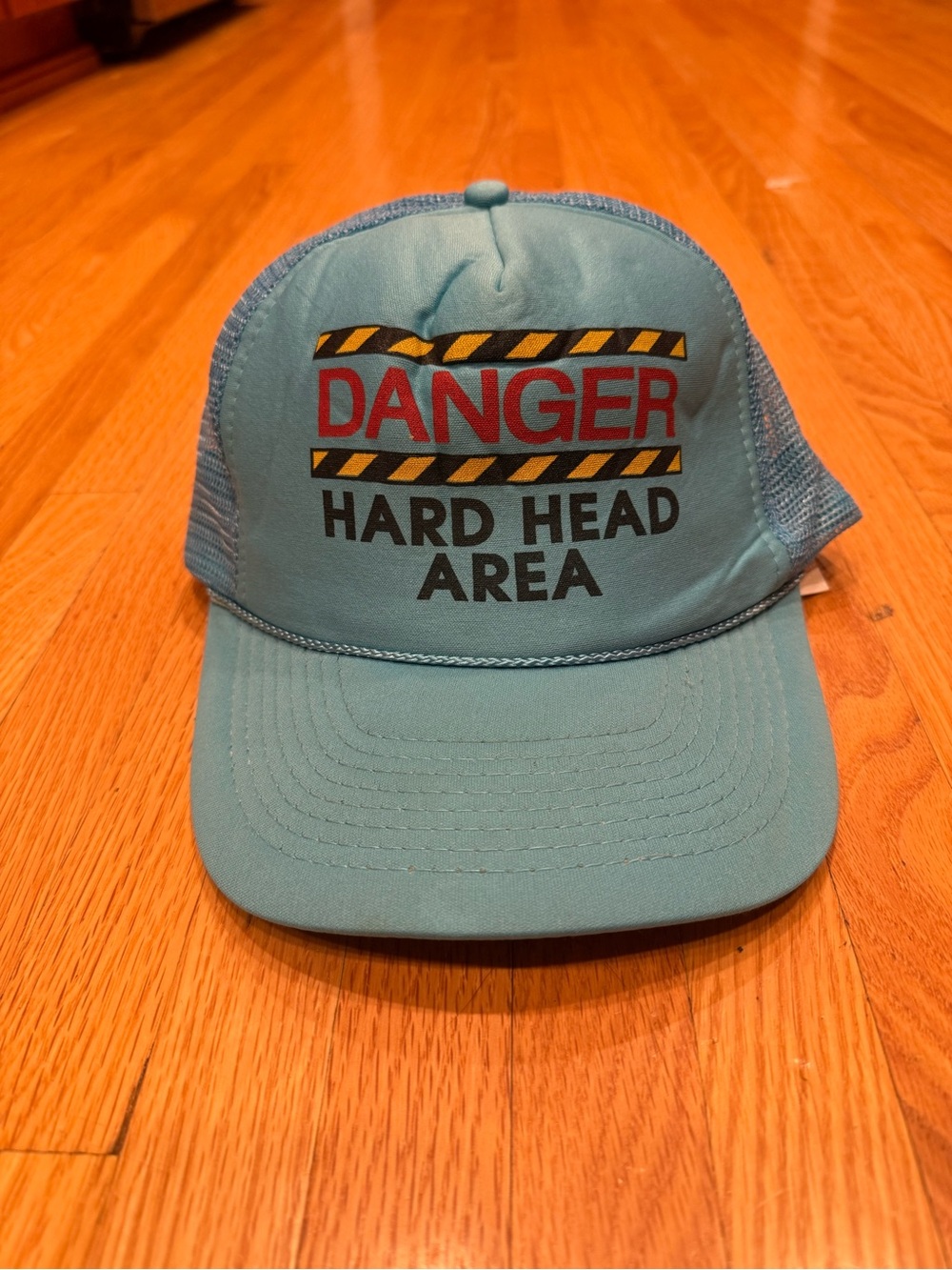 Light Blue "Danger Hard Head Area" Trucker Hat Dad Hat